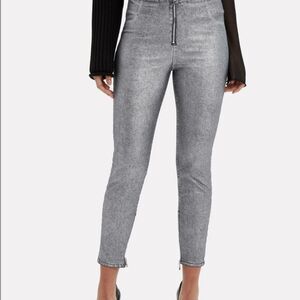 RTA DENIM REVOLVE JEANS METALLIC. Silver  Coated Ankle Jeans Size 24